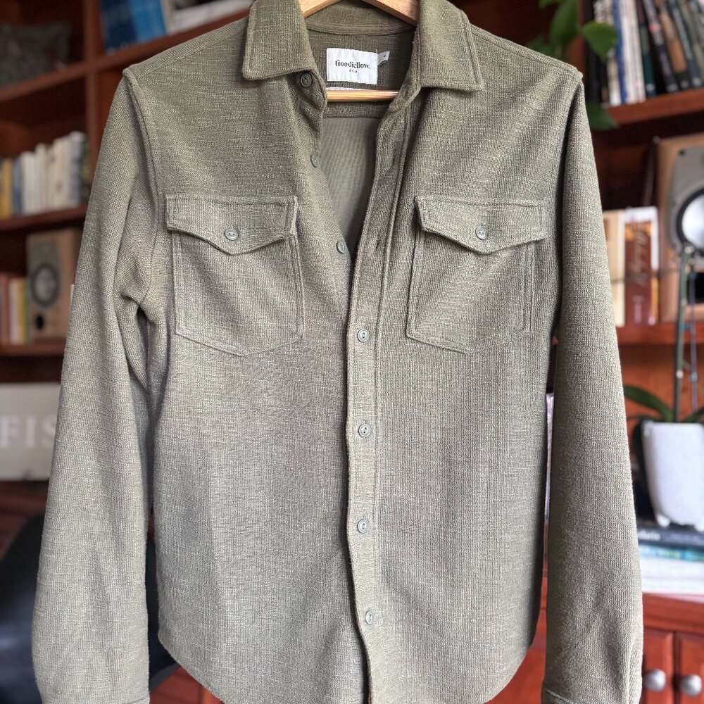 Goodfellow & Co Textured Button-Up Shirt – Olive Green (Size Small)